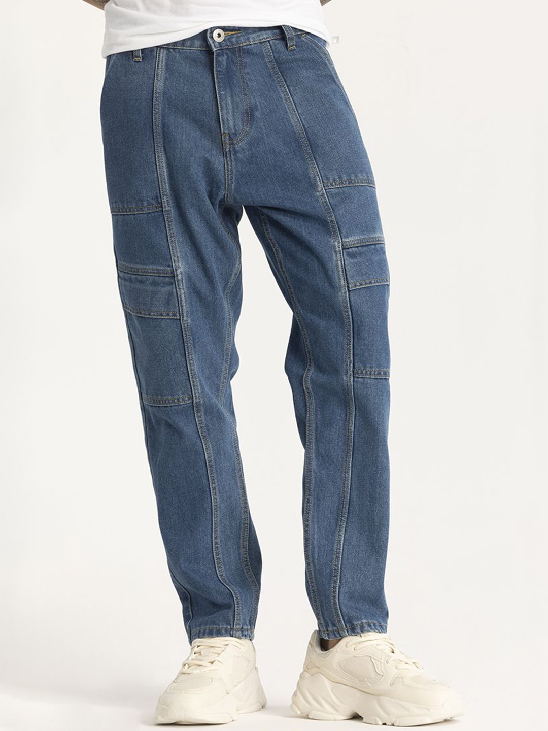 

Snitch Men Loose Relaxed Fit Stretchable Jeans, Blue