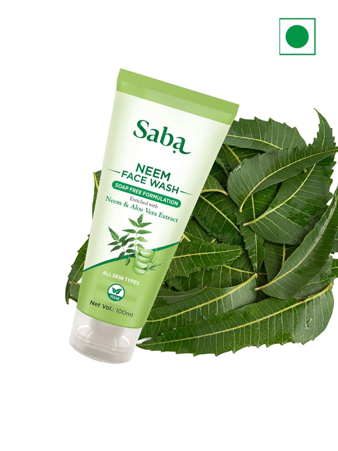 

Saba Neem Face Wash Soap Free Formulation Enriched With Aloe Vera Extract - 100ml, Green