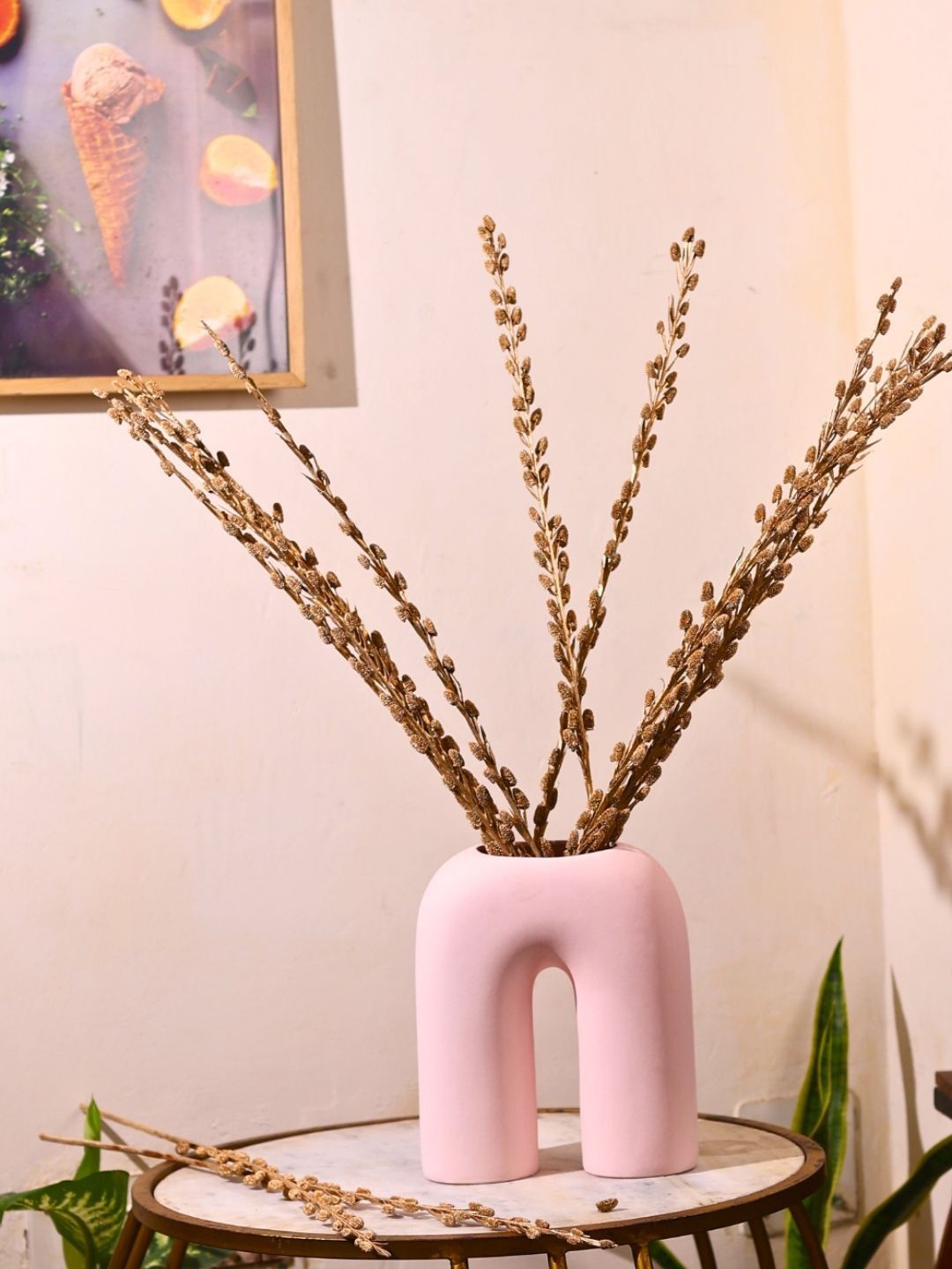 

WEAVING HOMES Brown Artificial Flower With Pot