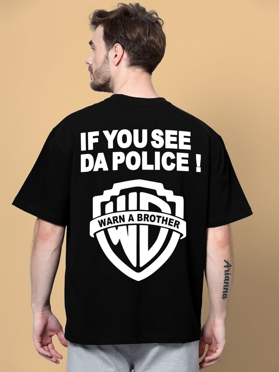 

WEARDUDS Men Typography Printed Applique T-shirt, Black