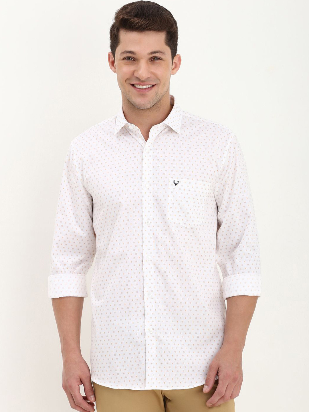 

Allen Solly Men Slim Fit Opaque Printed Casual Shirt, White