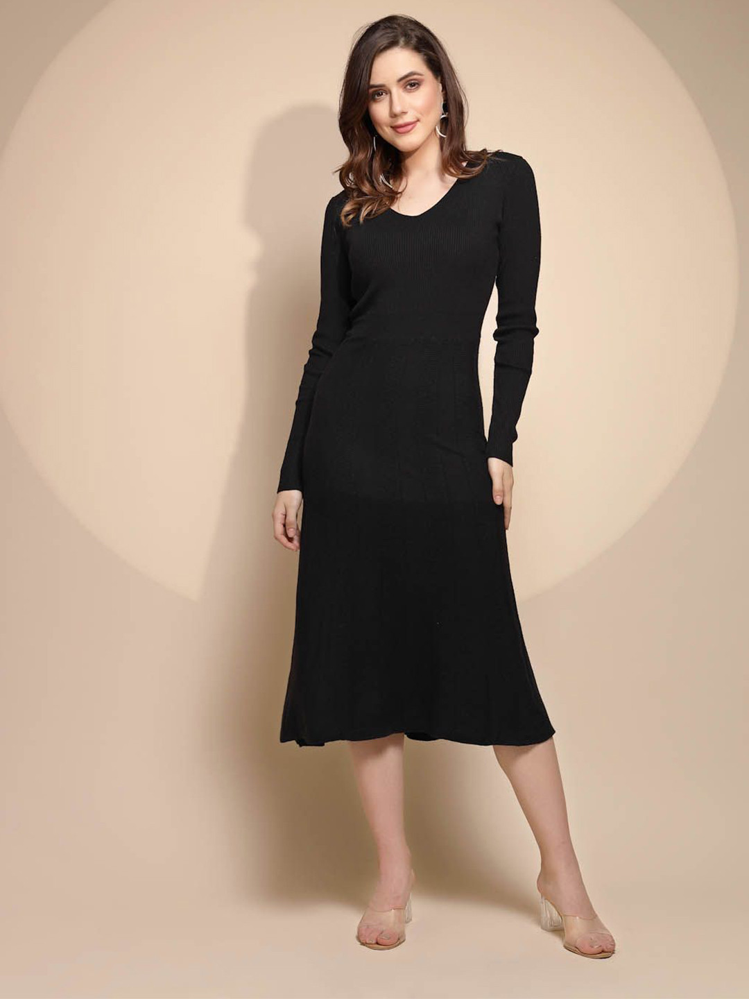 

Global Republic A-Line Midi Dress, Black