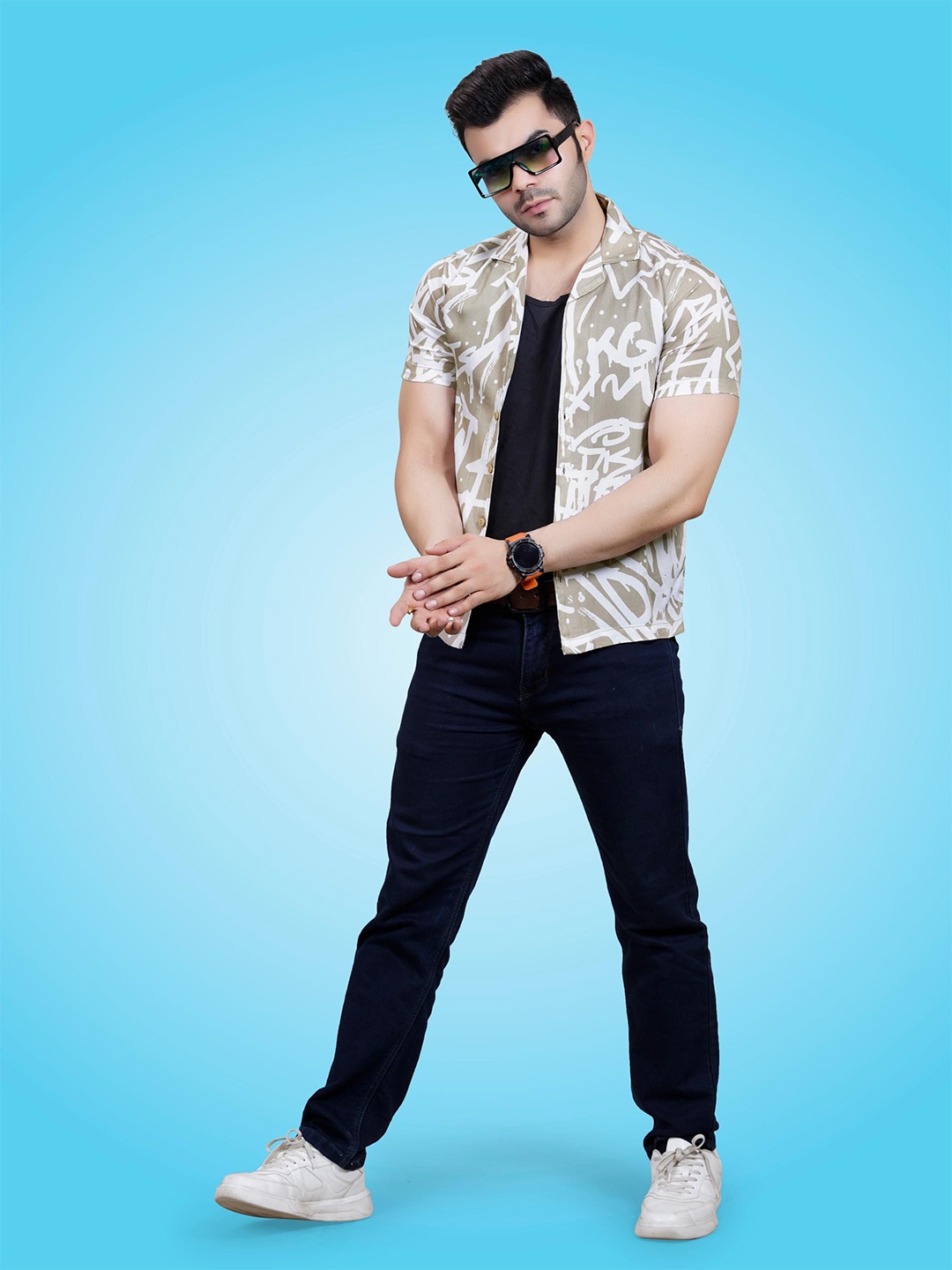 

RANJ Men Smart Floral Opaque Printed Casual Shirt, Beige
