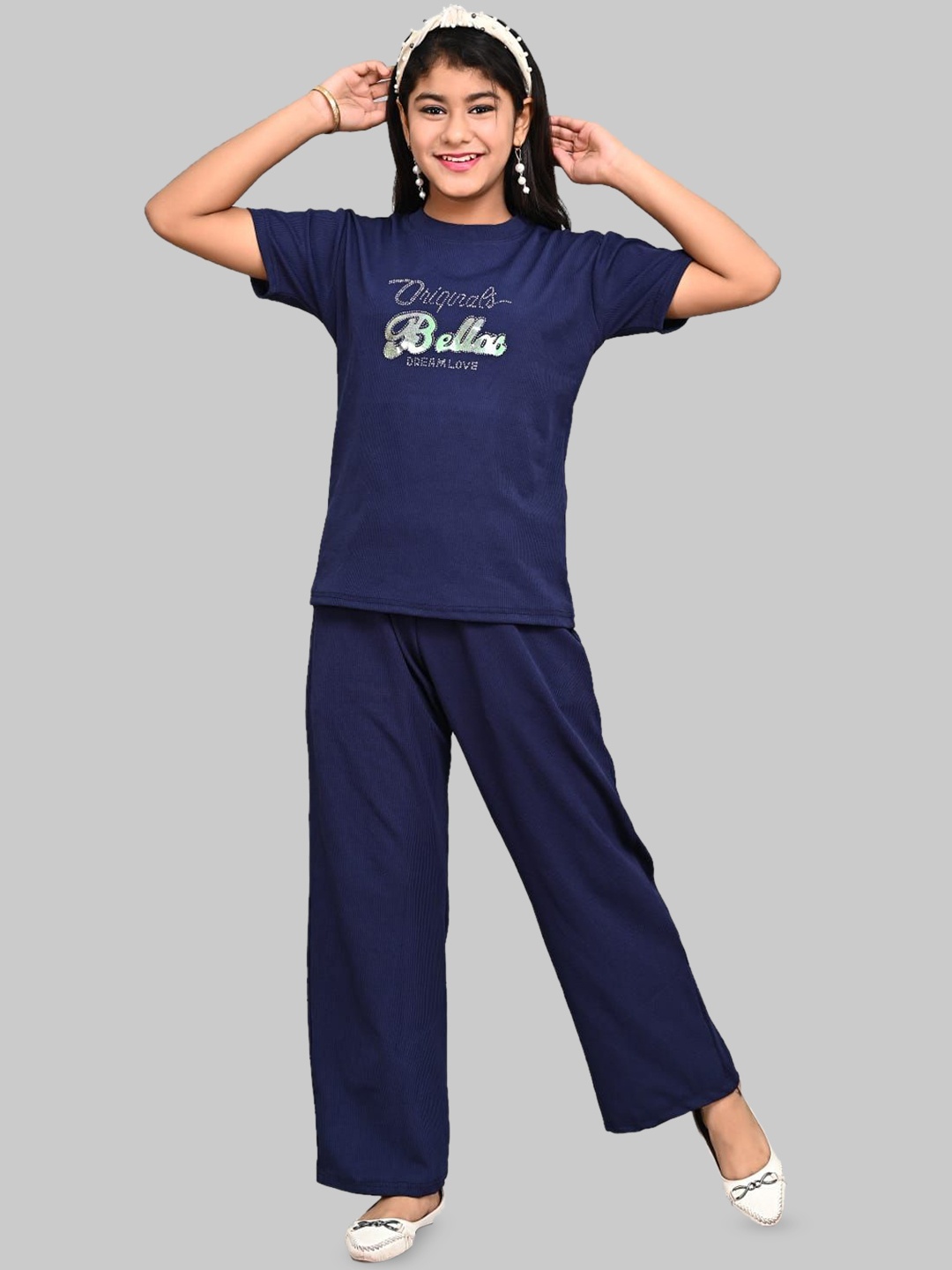 

FELLAMO Printed T-Shirt & Trouser Clothing Set, Blue
