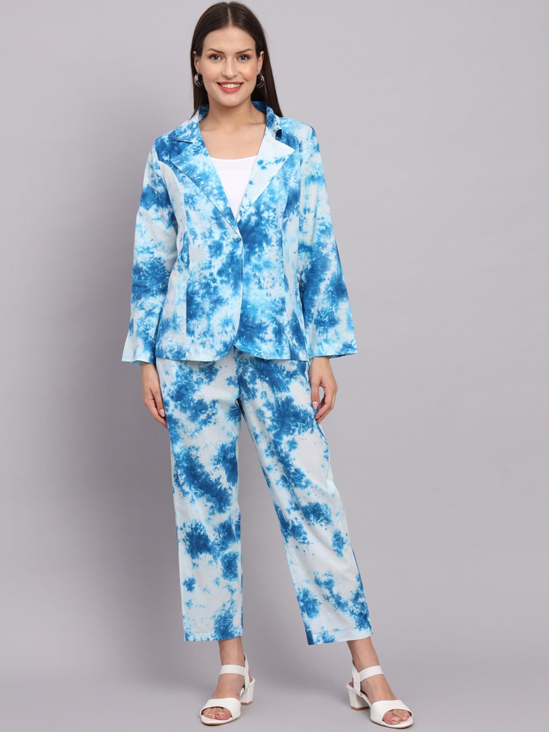 

KALINI Tie-Dyed Blazer & Trousers Co-Ord Set, Blue