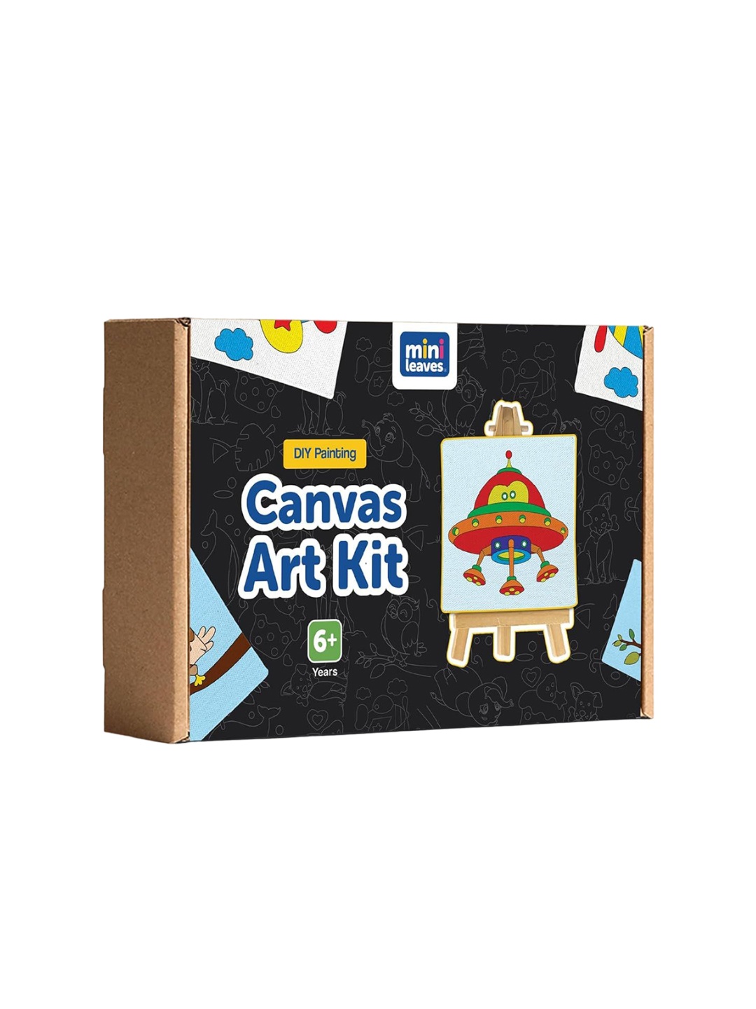 

Mini Leaves Mini DIY Art & Craft Kit with Easel, Brushes, Colors for Kids 4-6 yrs, Multi