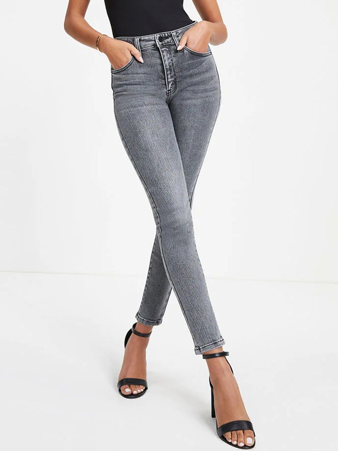 

LULU & SKY Women Skinny Fit Light Fade Jeans, Grey