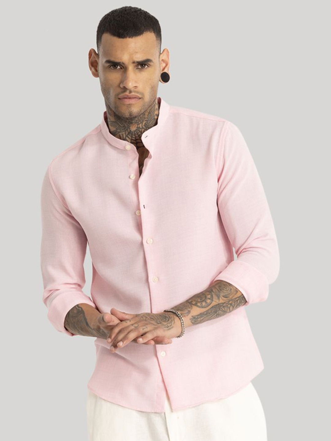 

Snitch Men Smart Slim Fit Opaque Casual Shirt, Pink