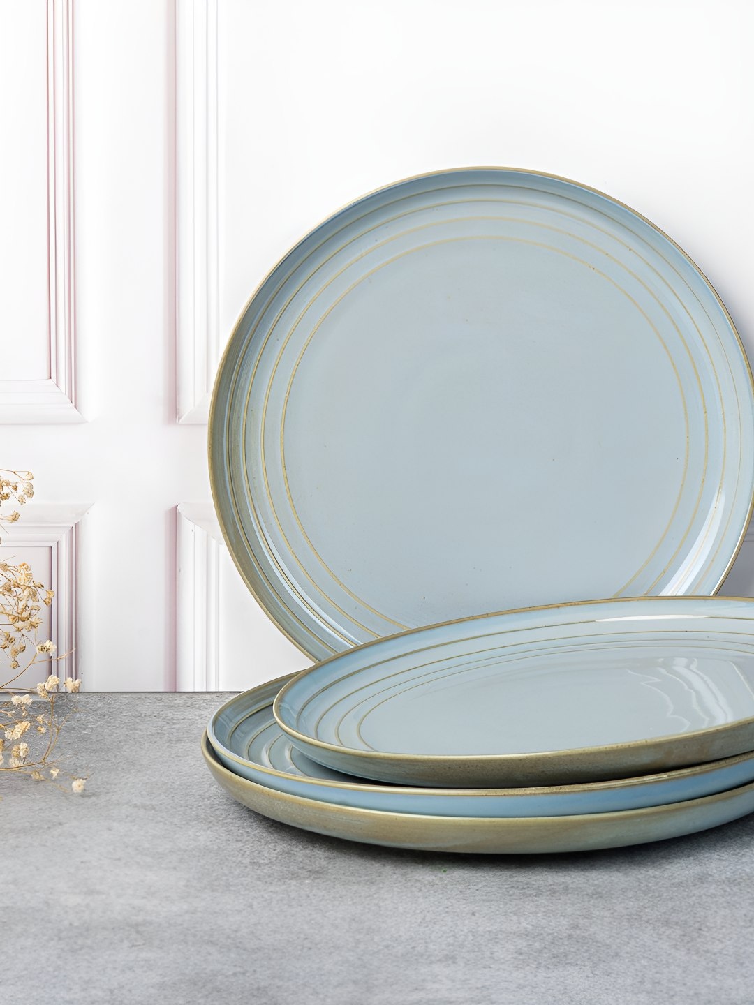 

BODHI HOUSE Set of 4 Blue Solid Porcelain Plates