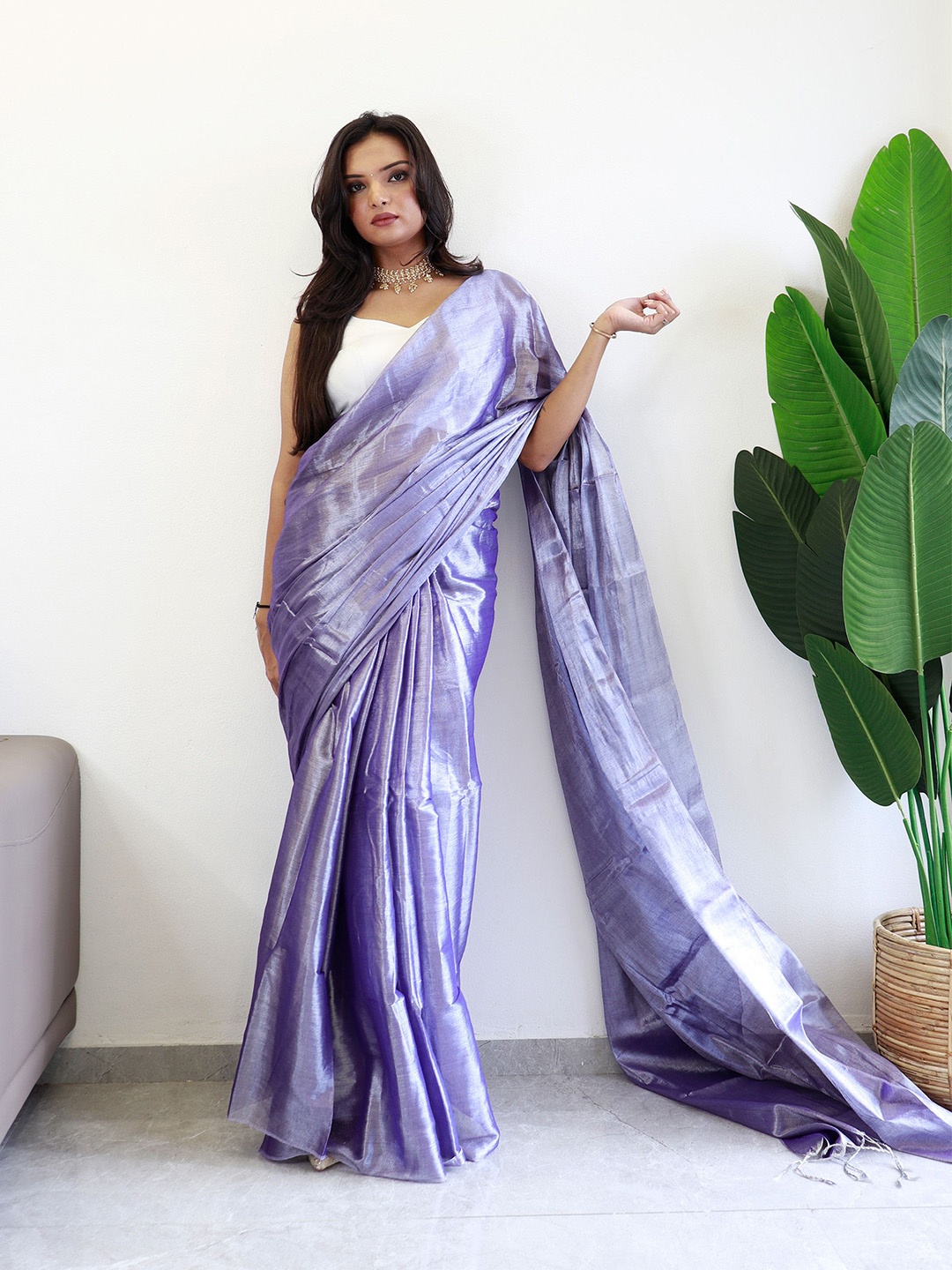 

Anouk Tissue Saree, Purple