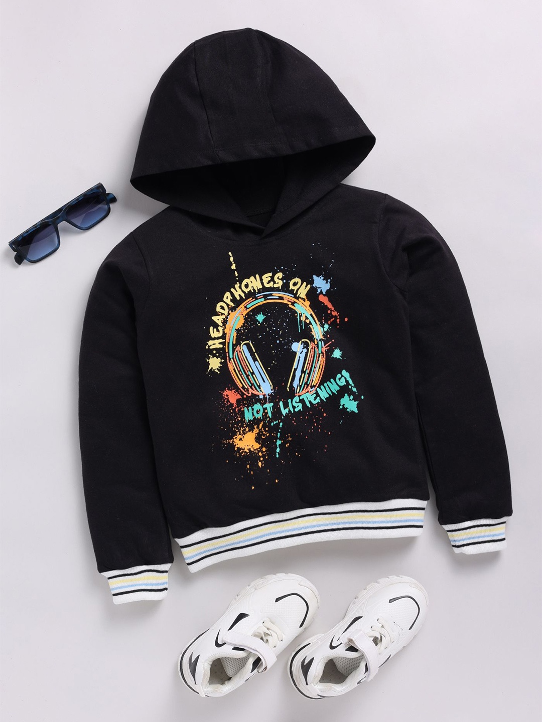 

MIMINO Boys Graphic Printed Sweatshirt, Black