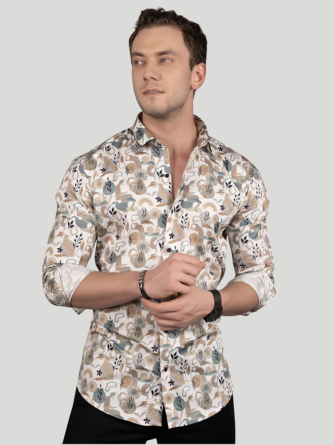 

ALMATY Men Comfort Slim Fit Floral Opaque Printed Party Shirt, Multi