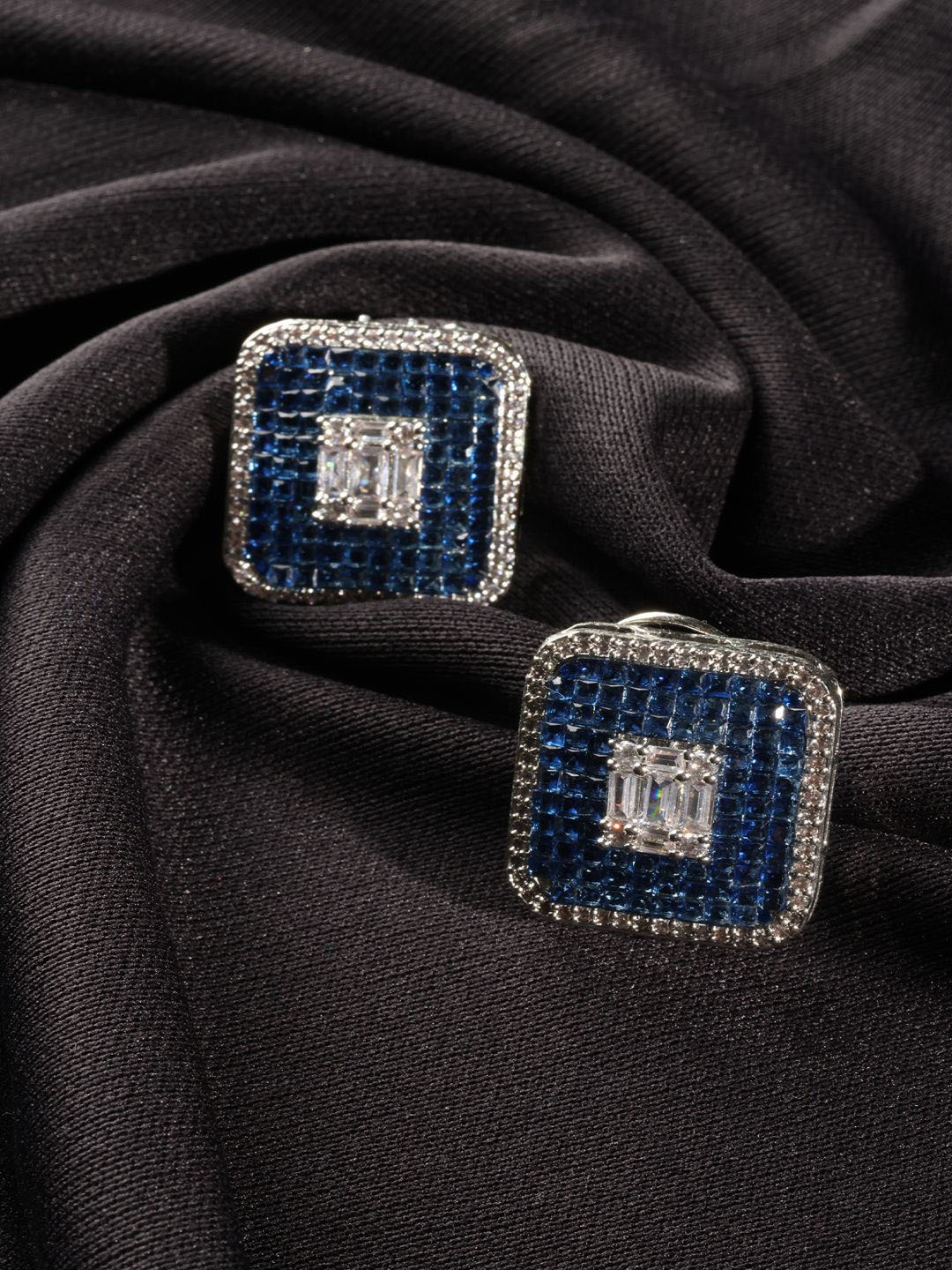 

Niscka Contemporary Studs Earrings, Navy blue