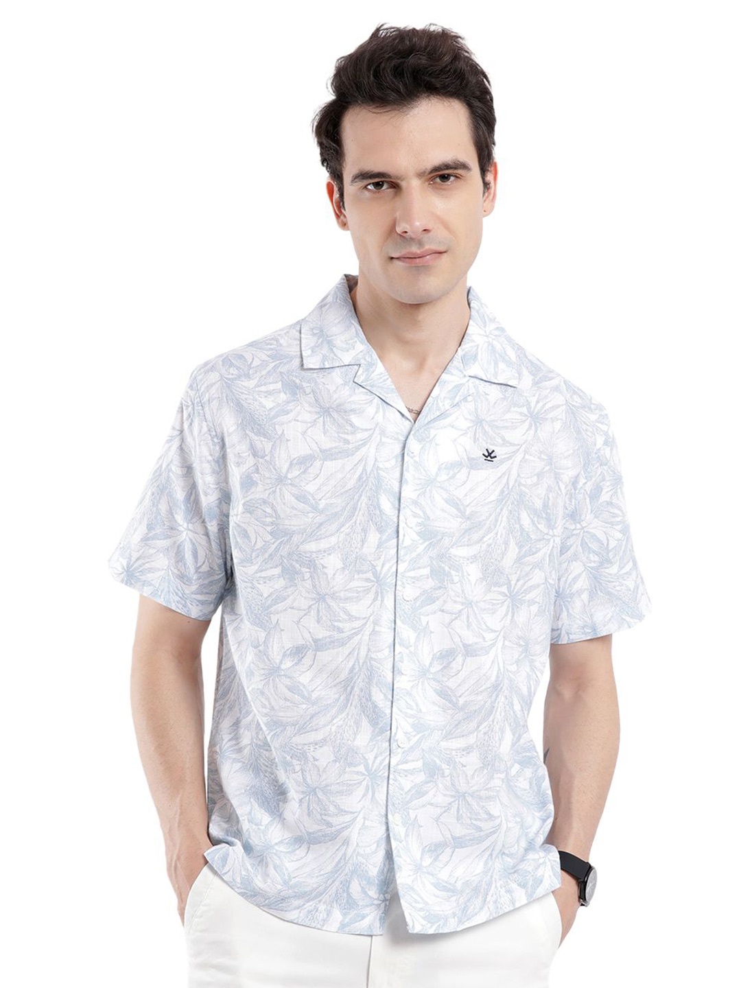 

WROGN Men Custom Floral Opaque Printed Casual Shirt, Blue
