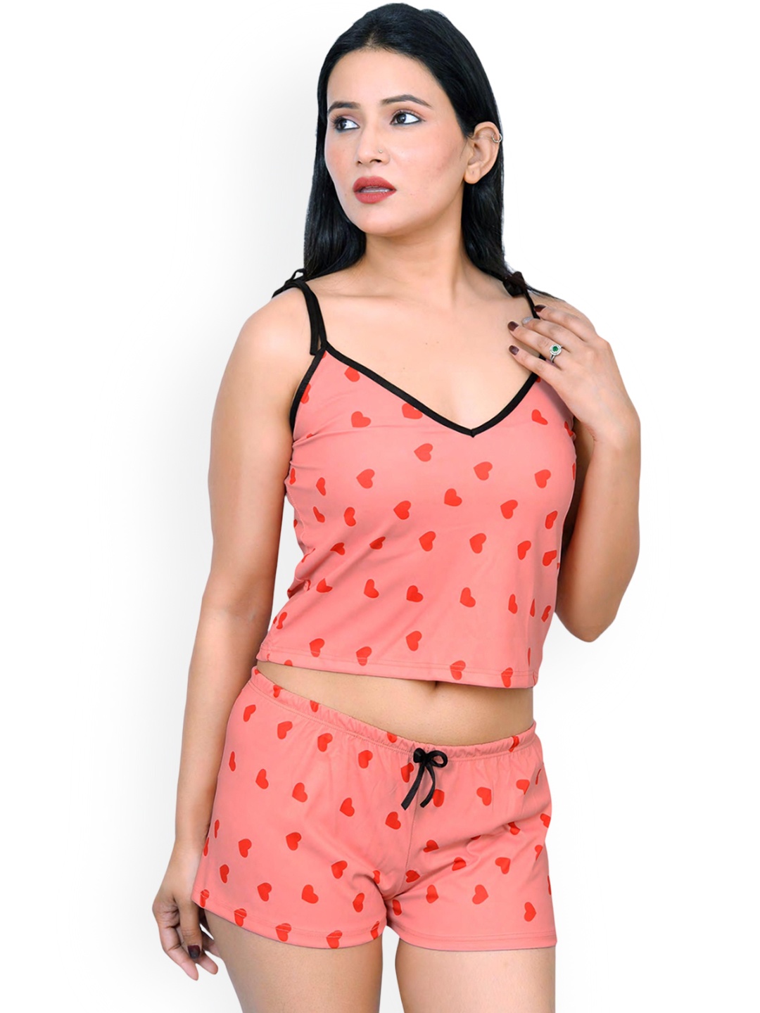 

SGC SWEDEN Printed Top & Shorts Nightwear, Pink