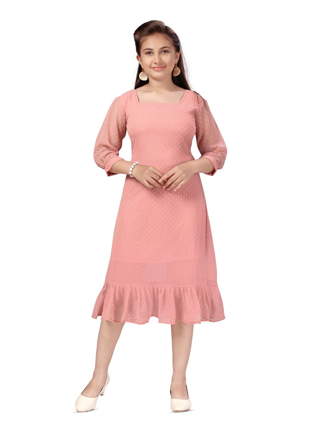 

BAESD Georgette Fit & Flare Midi Dress, Peach