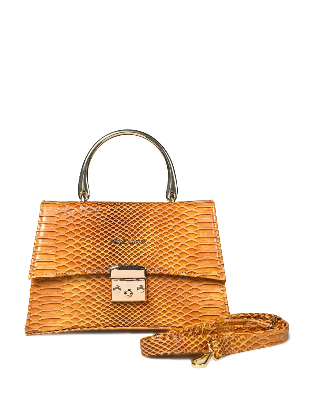 

PELLE LUXUR PU Structured Satchel, Brown