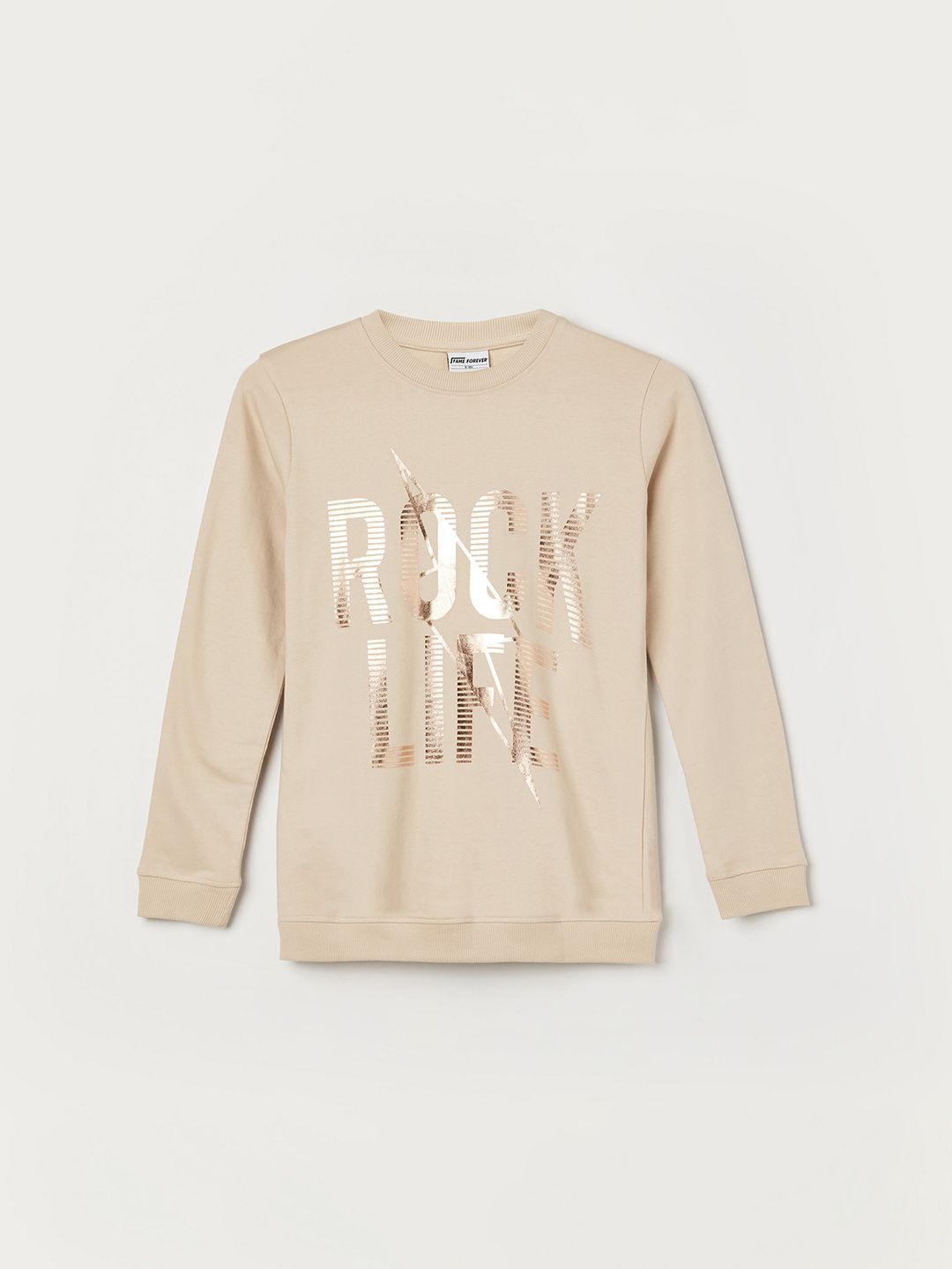 

Fame Forever by Lifestyle Boys Printed Sweatshirt, Beige