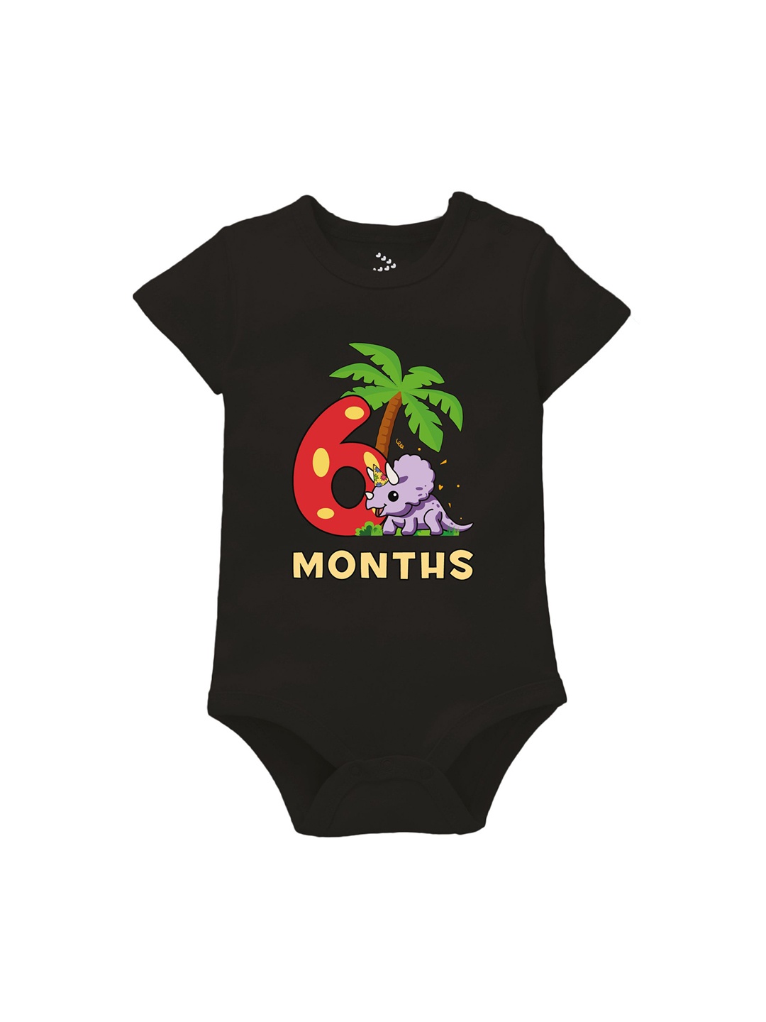 

Zeezeezoo Infants 6 Months Birthday Dinosaur Printed Cotton Bodysuit, Black