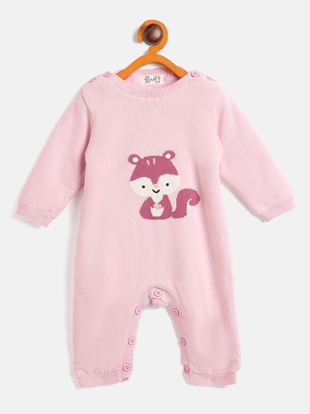 

JWAAQ Infants Printed Winter Romper With Fur Lined, Pink