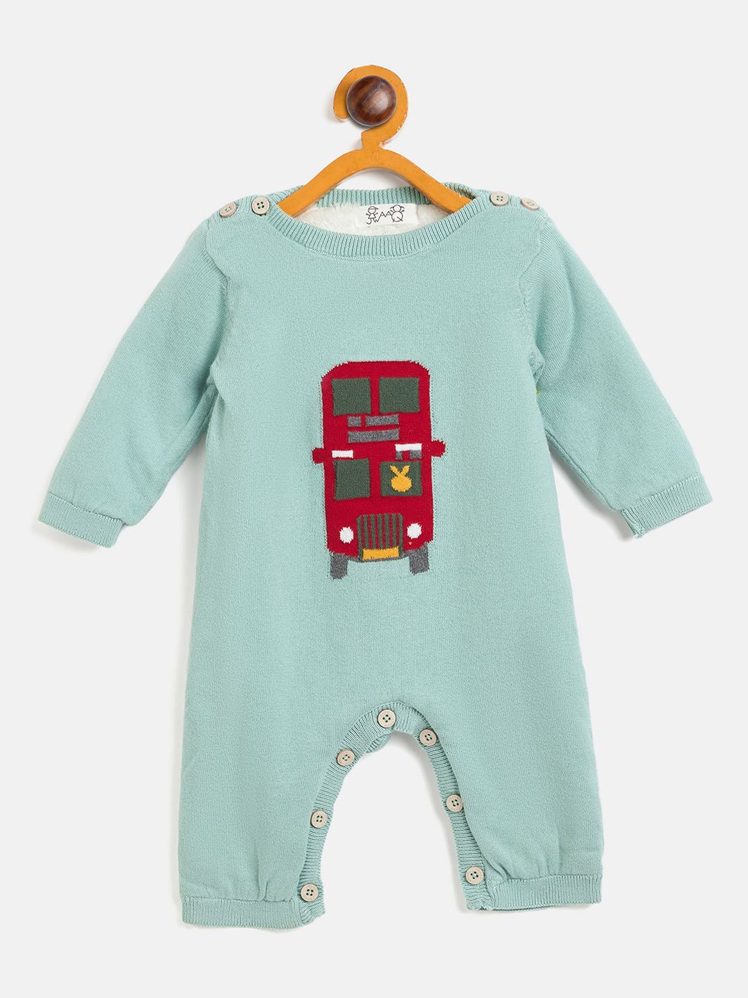 

JWAAQ Infants Printed Winter Romper With Fur Lined, Lime green
