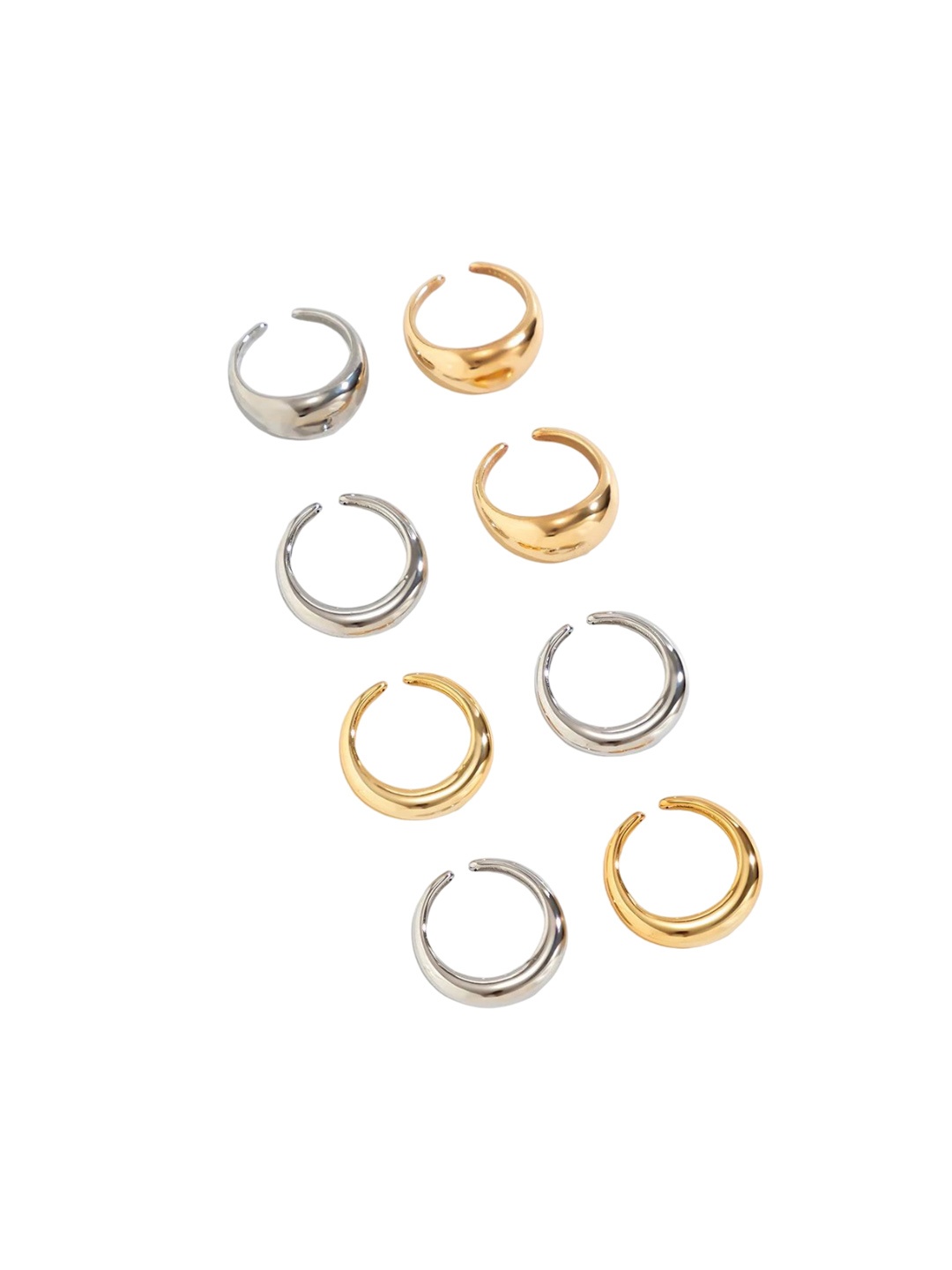 

Jewels Galaxy Set Of 8 Gold-Plated & Silver-Plated Midi Adjustable Finger Rings