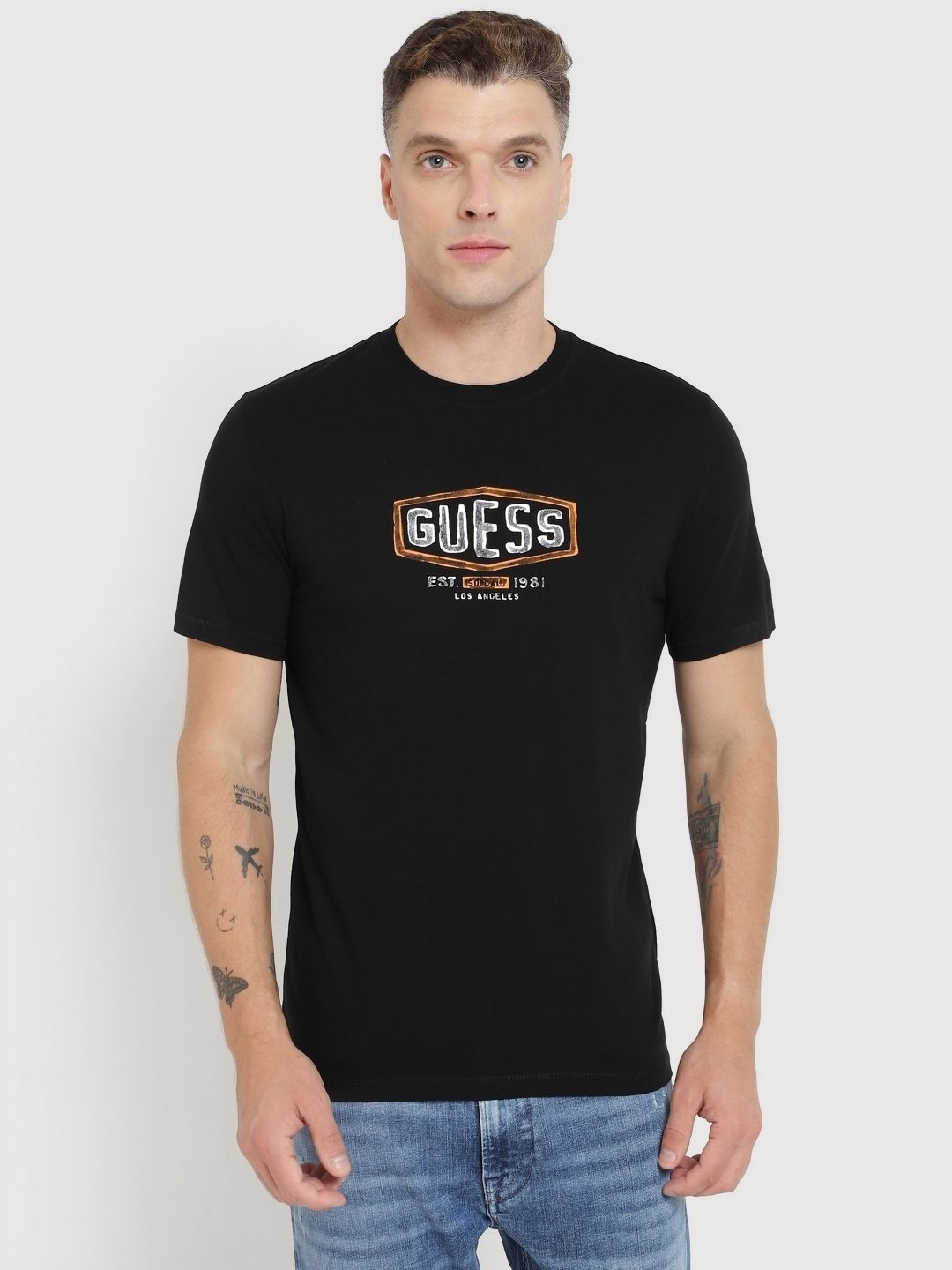 

GUESS Men Typography Slim Fit T-shirt, Black