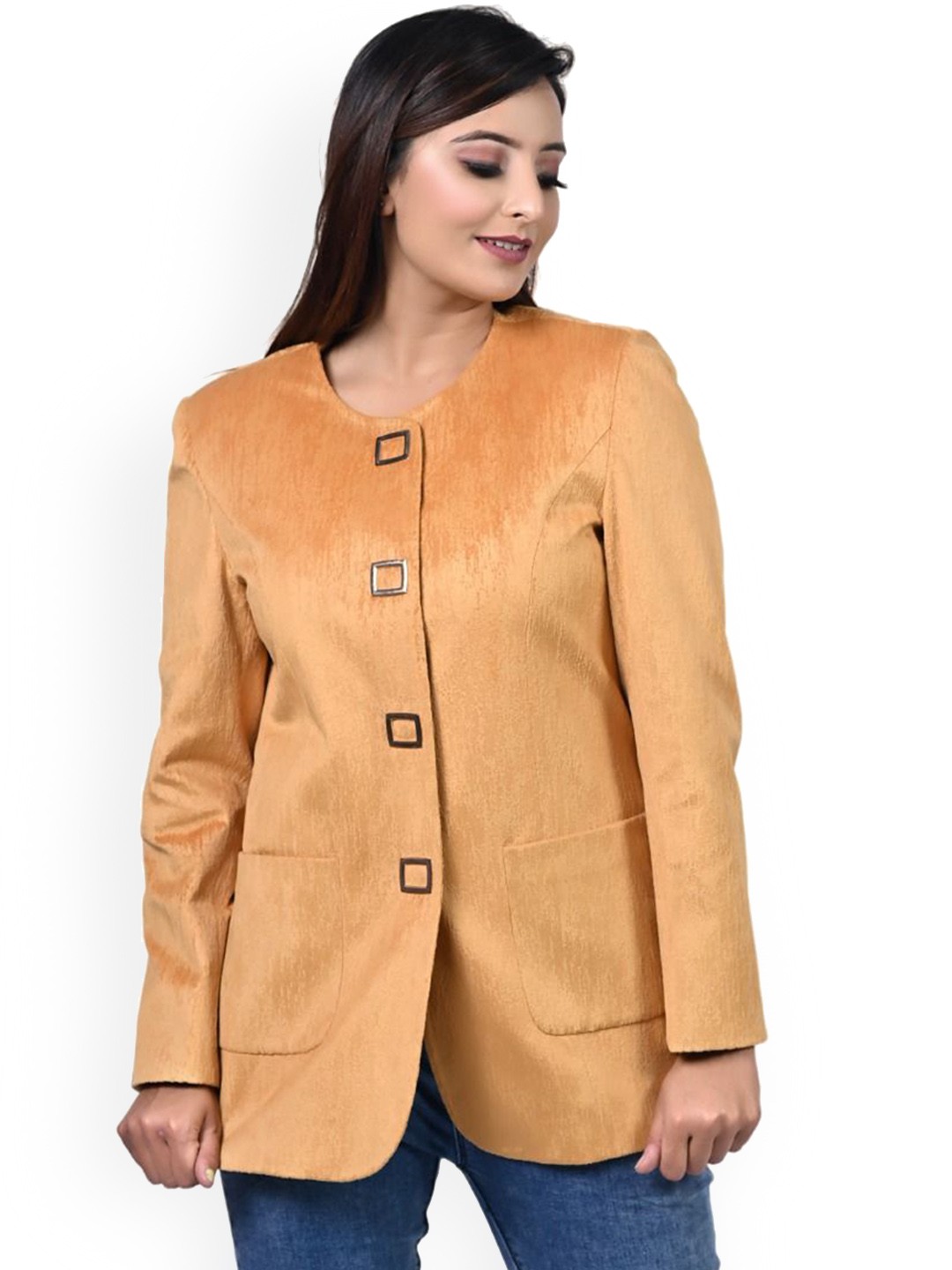 

TWENTY ME Long Sleeve Single-Breasted Overcoat, Mustard