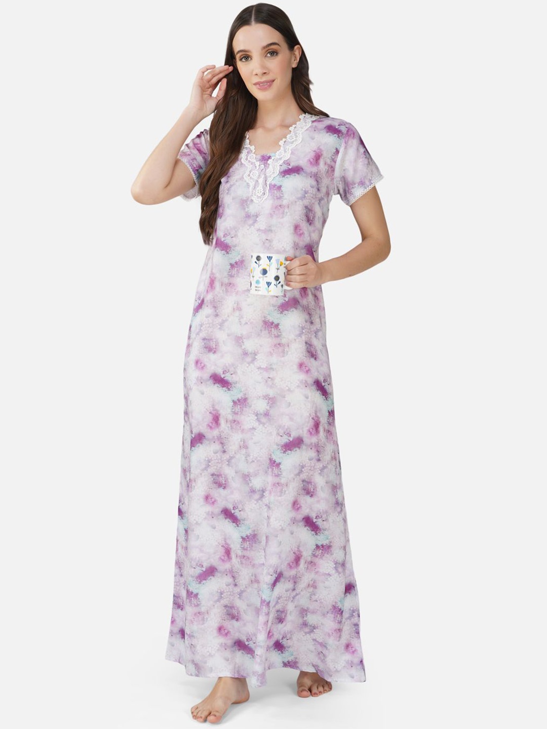 

Sand Dune Printed Maxi Nightdress, Purple