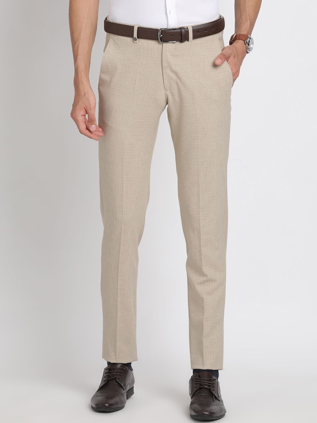 

Turtle Men Tailored Skinny Fit Trousers, Beige