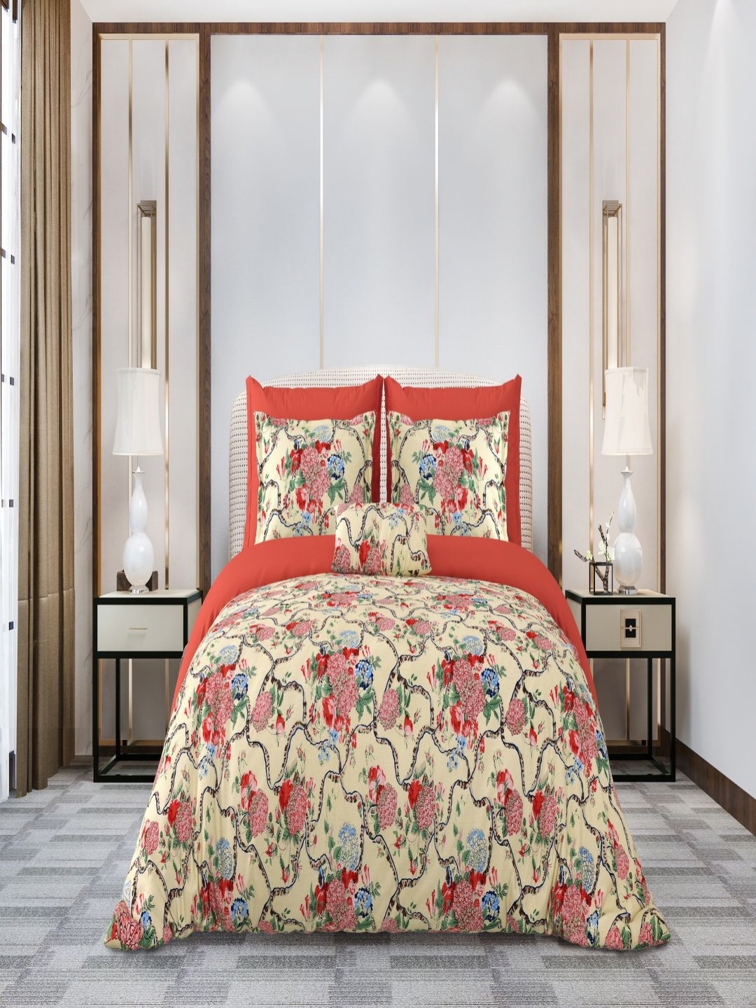 

Qfab Orange 300 TC King Bedsheet with 2 Pillow Covers