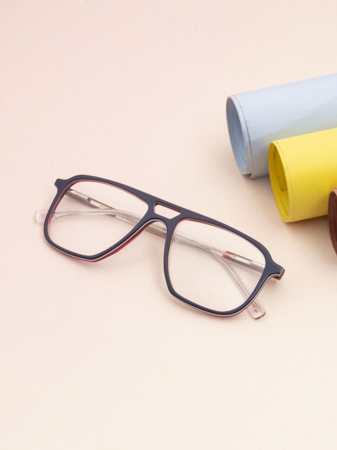 

Ted Smith Unisex Colourblocked 100% Acetate Full Rim Aviator Frames, Blue