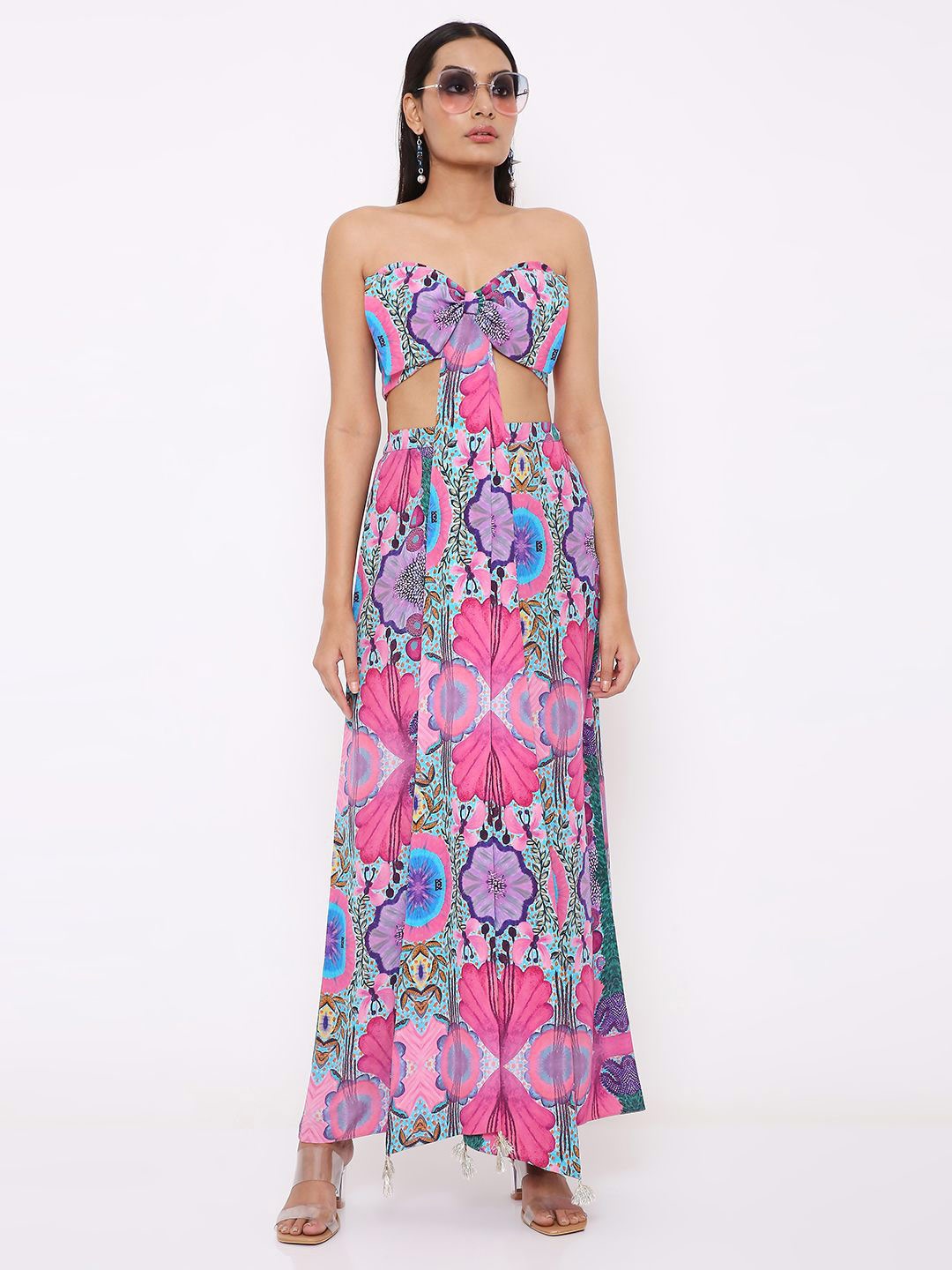 

PS PRET BY PAYAL SINGHAL Floral Print Crepe Maxi Longline Top, Pink