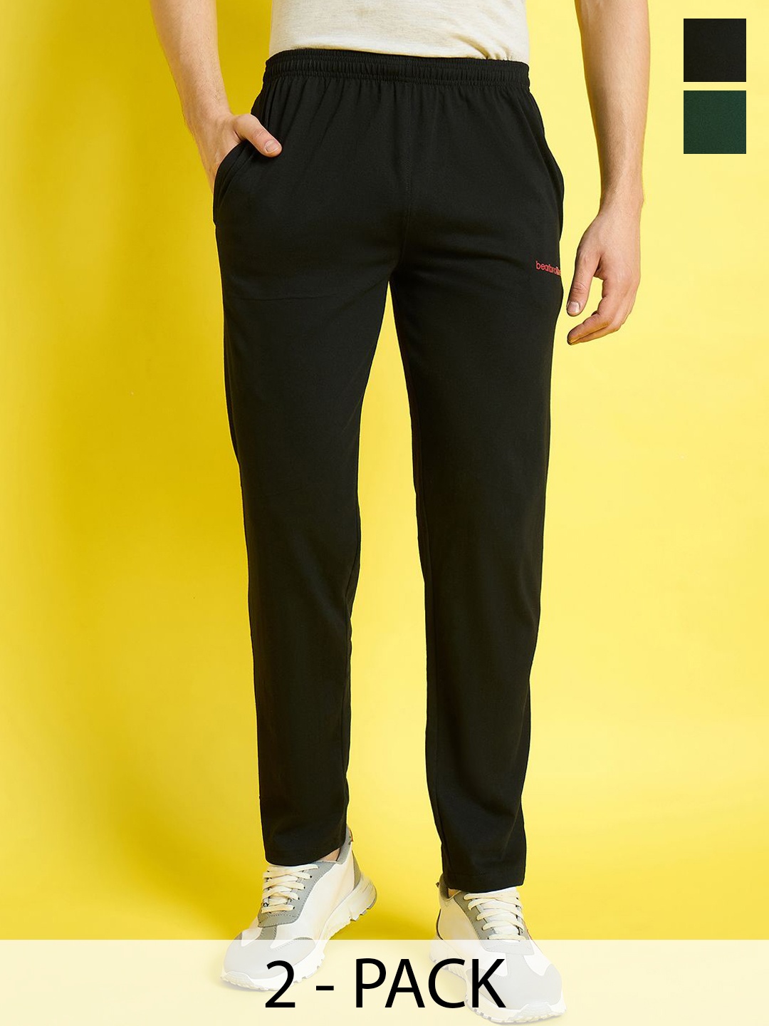 

bearbrother Men Pack Of 2 Mid-Rise Track Pants, Green