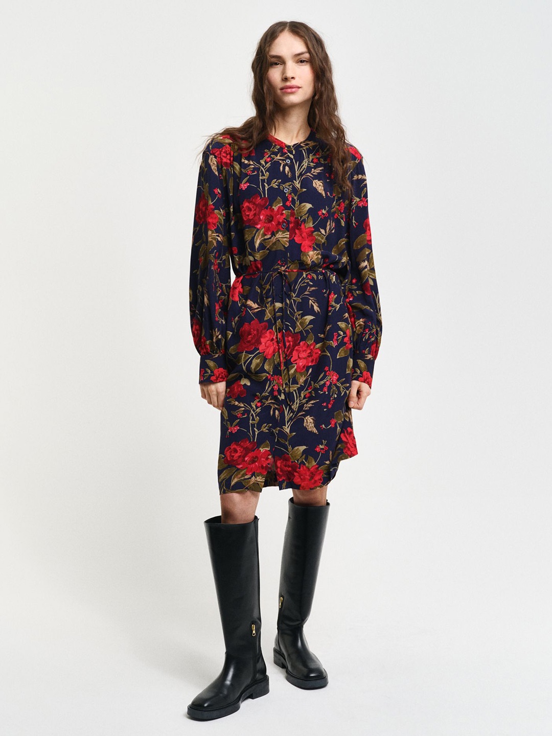 

GANT Floral Print Fit & Flare Dress, Blue