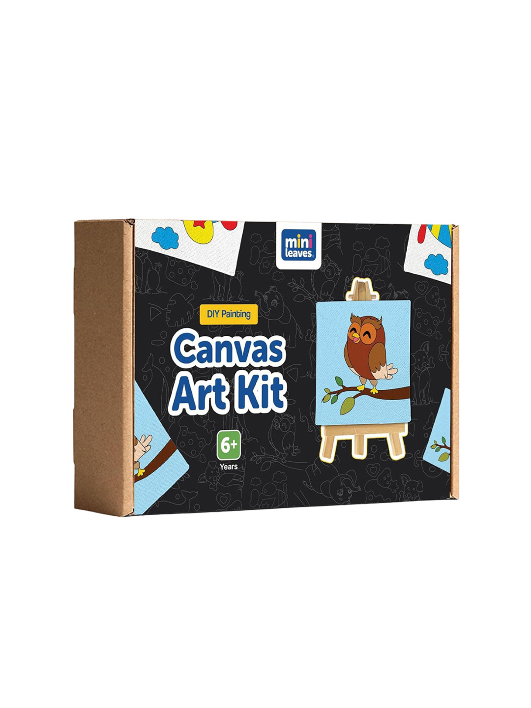 

Mini Leaves Set of 4 Mini DIY Art & Crafts with Easel, Brushes Paint Kit for Kids 4-6yrs, Multi