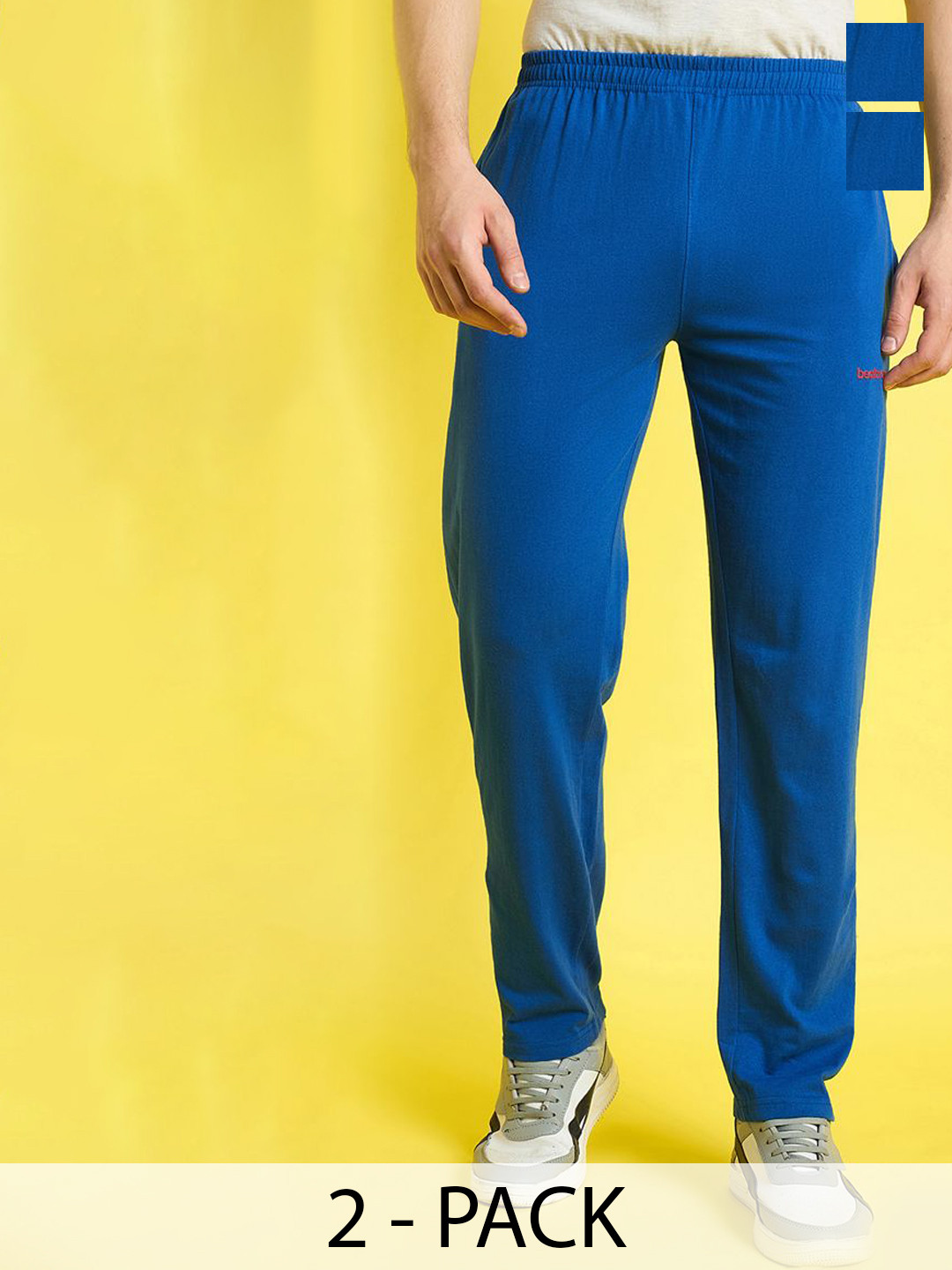 

bearbrother Men Pack Of 2 Mid-Rise Track Pants, Blue