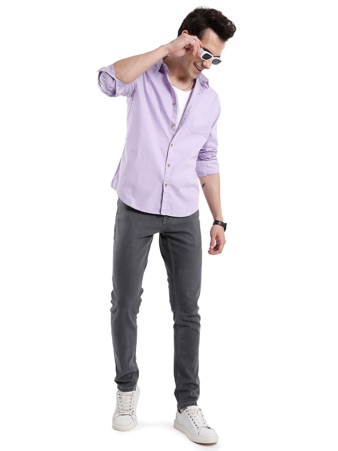 

WROGN Men Custom Opaque Casual Shirt, Purple