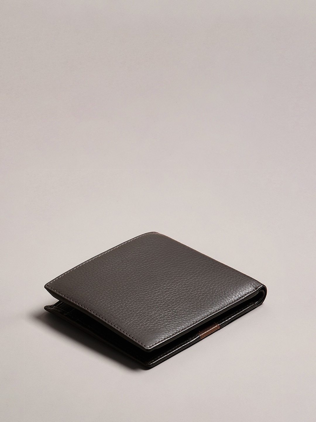 

Ted Baker Men Textured Leather Two Fold Wallet, Brown