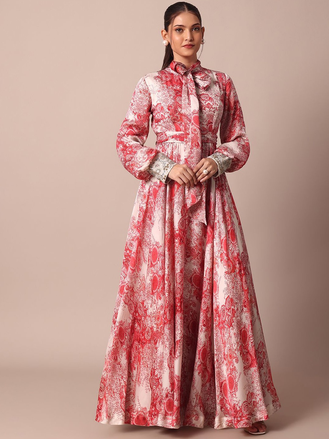 

KALKI Fashion Women Floral Printed Maxi Ethnic Dresses, Red