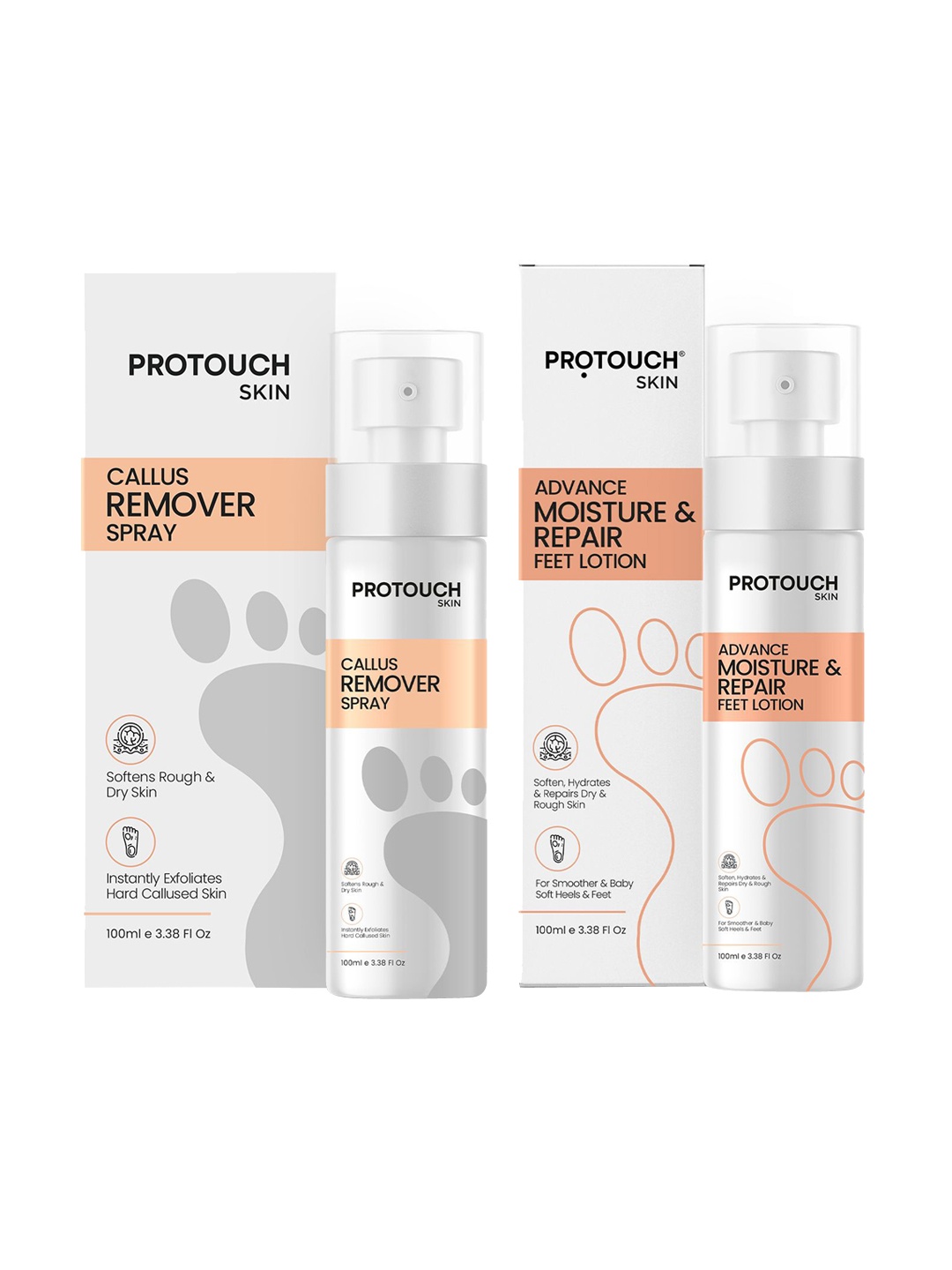 

PROTOUCH Set Of 2 Callus Remover Spray Advanced Moisture Repair Feet Lotion- 100ml Each, White