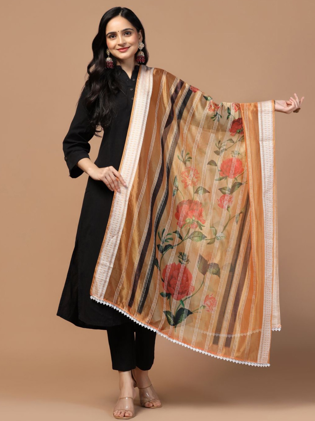 

Kaizen TEXO FAB Floral Printed Dupatta, Mustard