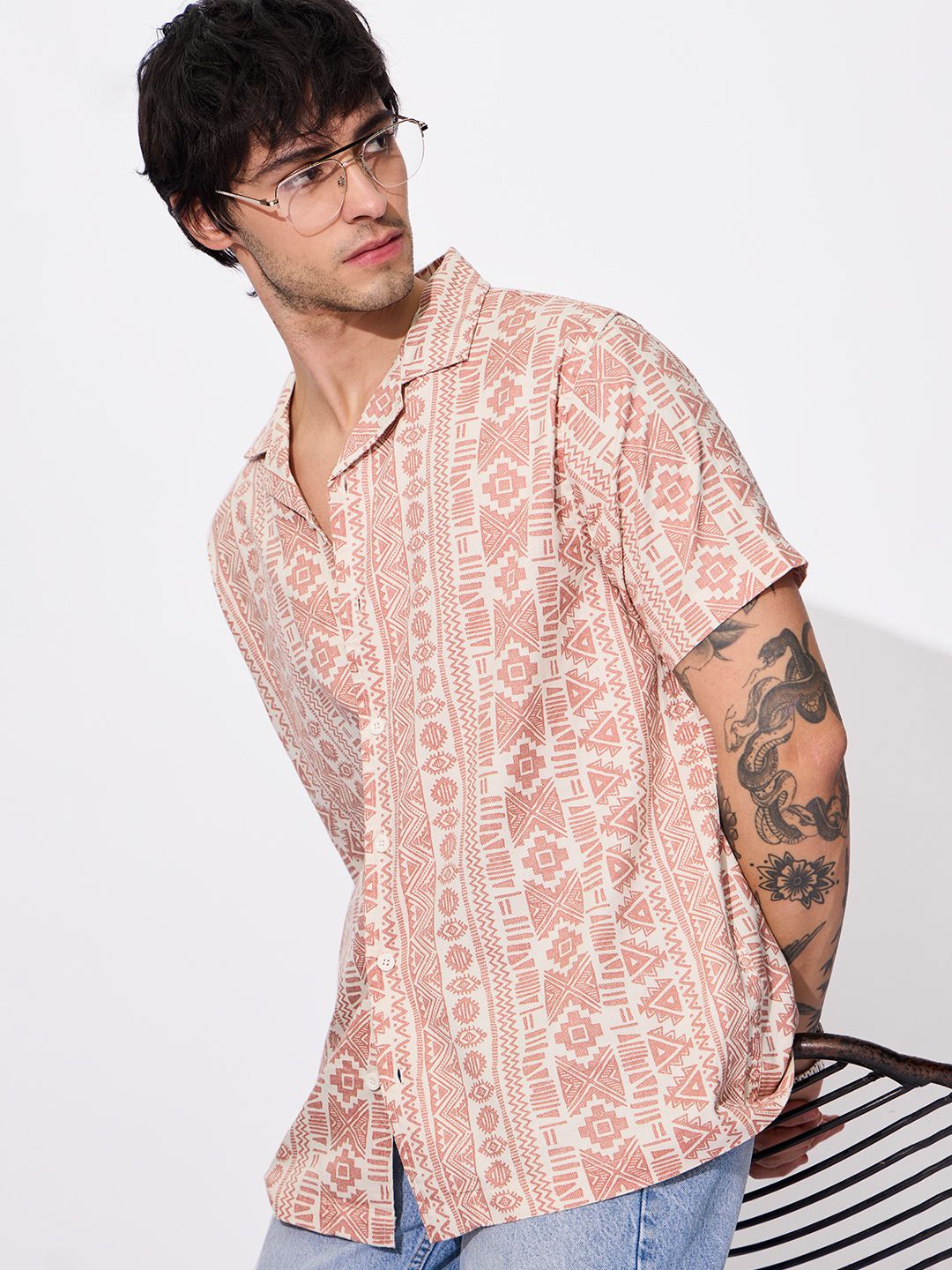 

The Souled Store Men Graphic Opaque Printed Casual Shirt, White