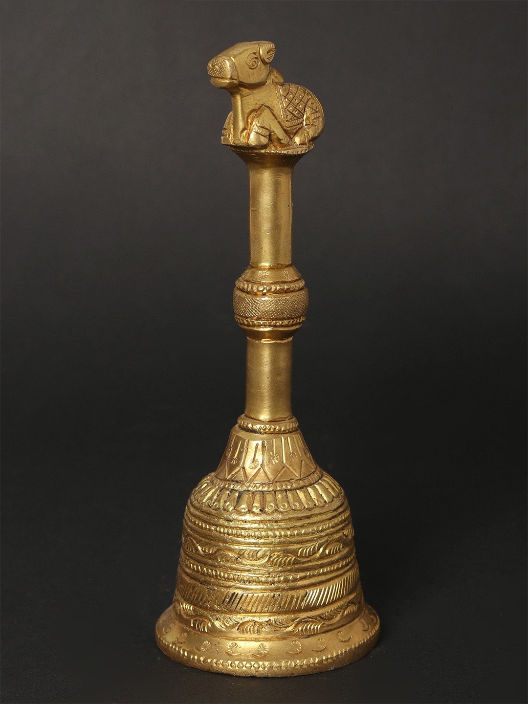 

Exotic India Brass Nandi Bell (Ritual Ghanti), Gold