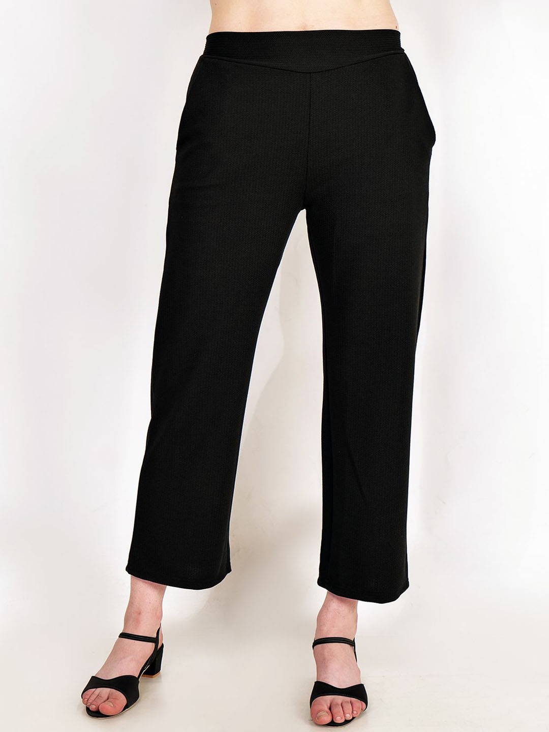 

Frolic Rolic V Belt Polyester Parallel Ankle Length Trouser, Black