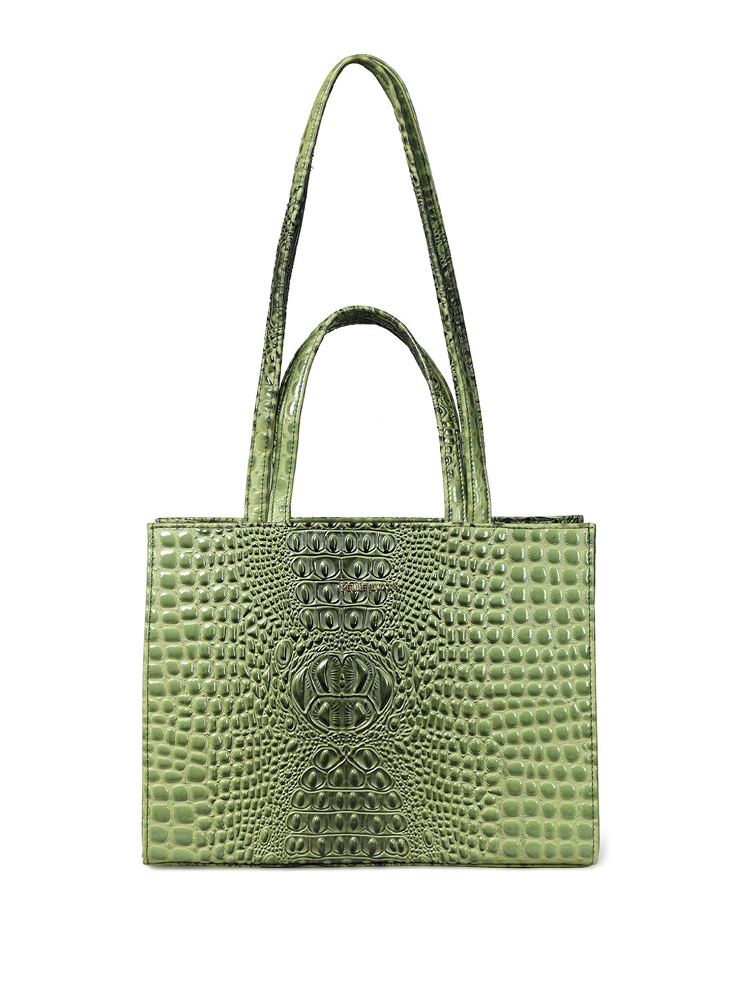 

PELLE LUXUR Printed PU Oversized Shopper Tote Bag with Tasselled, Olive