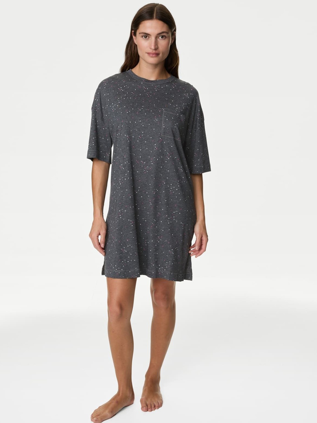 

Marks & Spencer Printed Above Knee Nightdress, Black