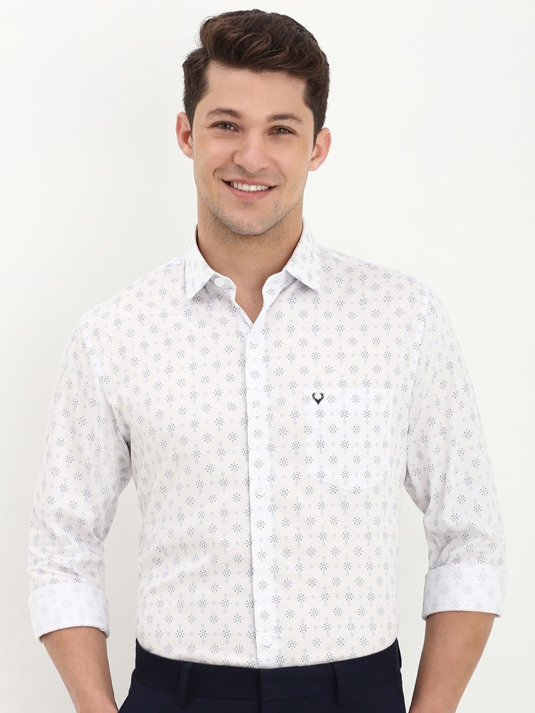 

Allen Solly Men Slim Fit Opaque Printed Formal Shirt, White