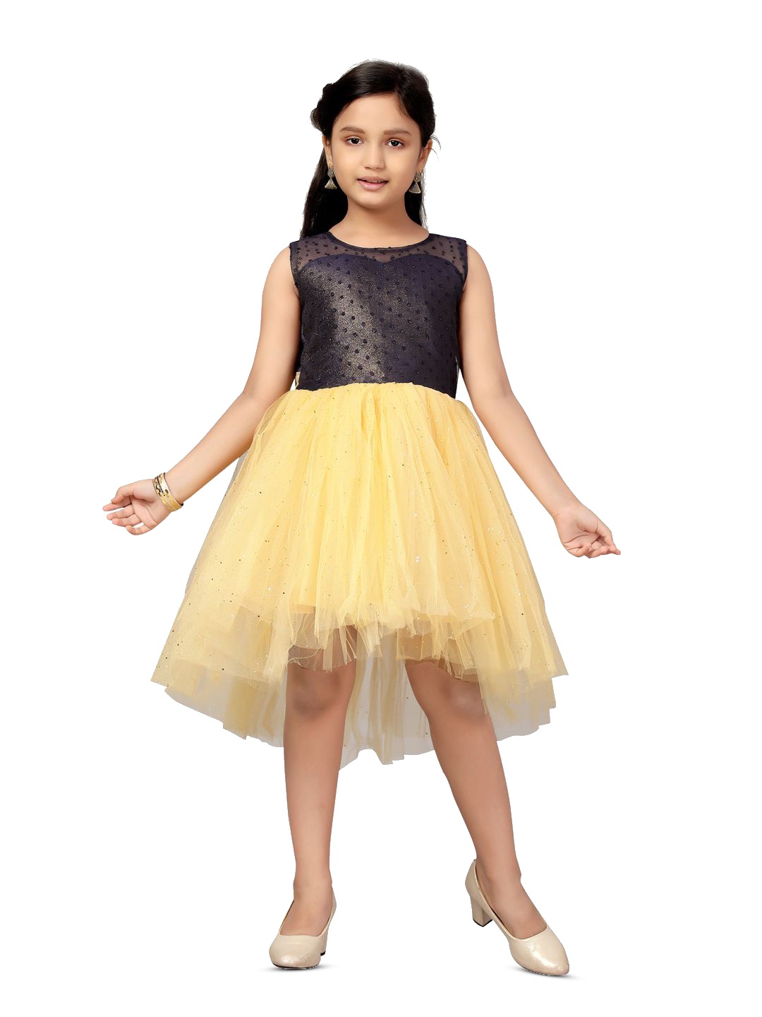 

BAESD Embellished Net Fit & Flare Dress, Navy blue