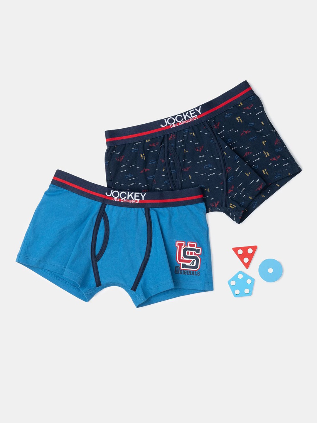 

Jockey Boy Pack of 3 Super Combed Cotton Printed Trunk with Ultrasoft Waistband-UB03, Navy blue
